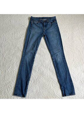 J. Crew Womens Pants Blue High Rise Skinny Jeans Dark Wash Denim Size 27